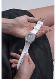 Guess Princess Crystals Silver Dial White Silicone Strap Watch For Women - GW0439L1