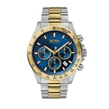 Hugo Boss Hero Chronograph Blue Dial Two Tone Steel Strap Watch for Men - 1513767