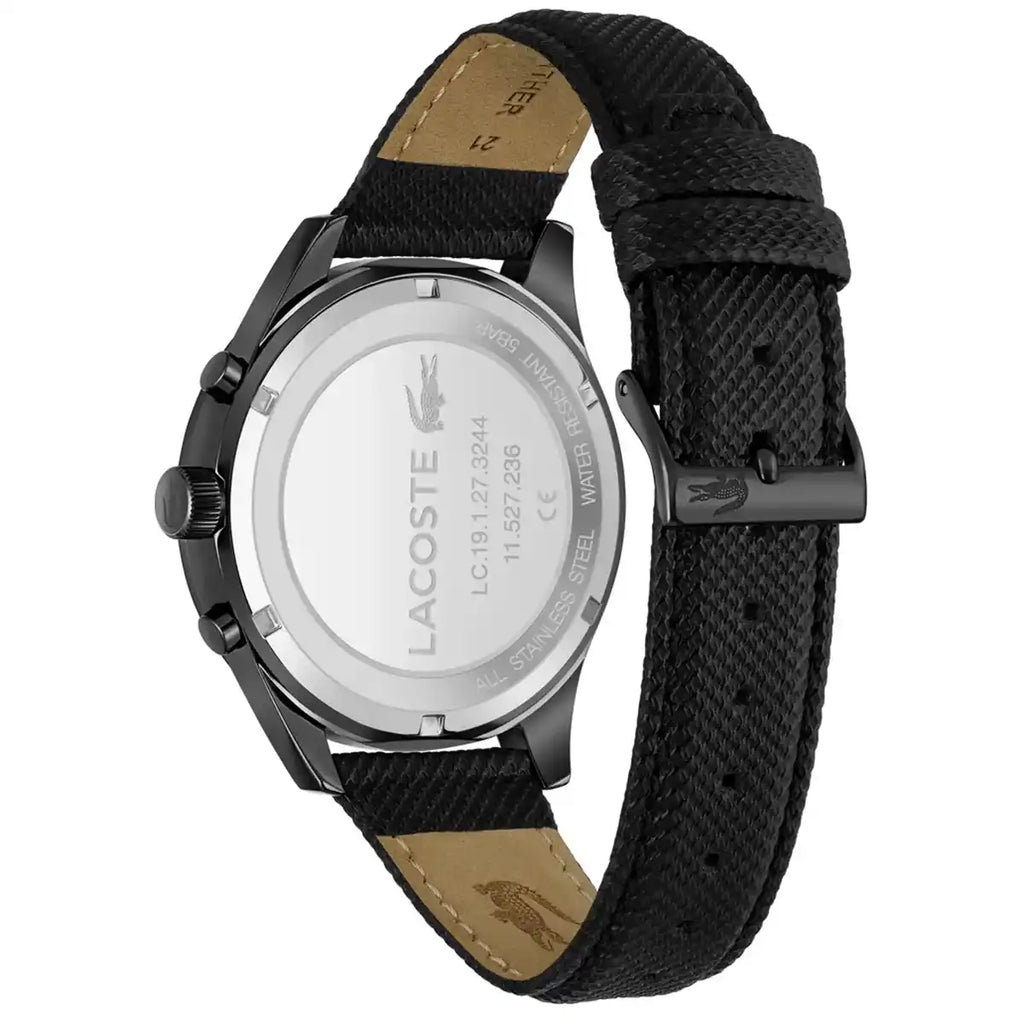 Lacoste Apext Black Dial Black Leather Strap Watch for Men - 2011296