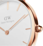 Daniel Wellington Classic Petite Melrose White Dial Rose Gold Mesh Bracelet Watch For Women - DW00100163