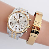 Michael Kors Lexington Chronograph Silver Dial Two Tone Steel Strap Watch for Women - MK5955