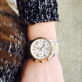 Michael Kors Lexington Chronograph Silver Dial Two Tone Steel Strap Watch for Women - MK5955