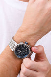Hugo Boss One Chronograph Blue Dial Silver Steel Strap Watch For Men - 1513999