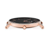 Daniel Wellington Classic York Black Dial Brown Leather Strap Watch For Women - DW00100140
