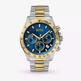 Hugo Boss Hero Chronograph Blue Dial Two Tone Steel Strap Watch for Men - 1513767