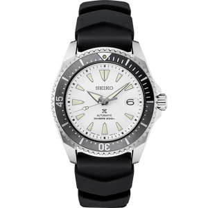 Seiko Shogun Prospex Titanium Divers Automatic White Dial Black Rubber Strap Watch For Men - SPB191J1