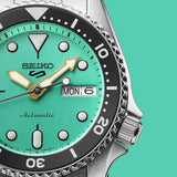 Seiko 5 Sports SKX Midi Automatic Teal Dial Silver Steel Strap Watch For Men - SRPK33K1