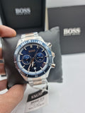 Hugo Boss Hero Chronograph Blue Dial Two Tone Steel Strap Watch for Men - 1513767