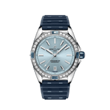 Breitling Super Chronomat Automatic 38 Diamonds Blue Dial Blue Rubber Strap Watch for Women - A17356531C1S1