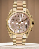 Michael Kors Bradshaw Gold Dial Two Tone Steel Strap Watch for Women - MK6359