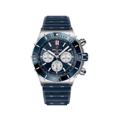 Breitling Super Chronomat B01 44 Blue Dial Blue Rubber Strap Watch for Men - AB0136161C1S1