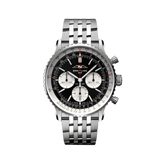 Breitling Navitimer B01 Chronograph 43 Black Dial Silver Steel Strap Watch for Men - AB0138211B1A1