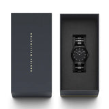 Daniel Wellington Iconic Link Ceramic Black Dial Black Steel Strap Watch For Women - DW00100414
