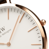 Daniel Wellington Classic Suffolk White Dial Brown Leather Strap Watch For Women - DW00100120