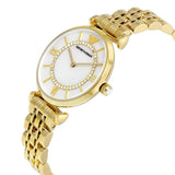 Emporio Armani Gianni T Bar White Mother of Pearl Dial Gold Steel Strap Watch For Women - AR190700