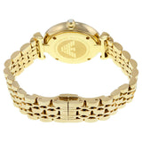 Emporio Armani Gianni T Bar White Mother of Pearl Dial Gold Steel Strap Watch For Women - AR190700
