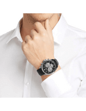 Hugo Boss Ikon Black Dial Black Leather Strap Watch for Men - 1513178