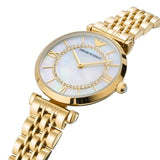 Emporio Armani Gianni T Bar White Mother of Pearl Dial Gold Steel Strap Watch For Women - AR190700
