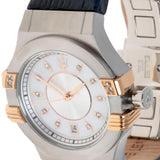 Maserati Potenza Diamonds Silver Dial Blue Leather Strap Watch For Women - R8851108502