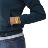 Tissot PR 100 Gold Dial Gold Steel Strap Watch for Women - T150.210.33.021.00