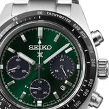 Seiko Prospex Speedtimer Solar Chronograph Green Dial Silver Steel Strap Watch for Men - SSC933