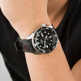 Seiko 5 Sports SKX Automatic Black Dial Black Leather Strap Watch for Men - SRPD55K2