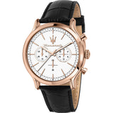 Maserati Epoca Chronograph White Dial Black Leather Strap Watch For Men - R8871618016