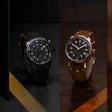 Maurice Lacroix Pontos Diver Limited Edition Black Dial Brown Leather Strap Watch For Men - PT6248-BRZ01-330-3