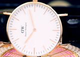 Daniel Wellington Classic Reading White Dial Black Leather Strap Watch For Women - DW00100041