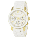 Michael Kors Runway Chronograph White Dial White Steel Strap Watch for Women - MK5145