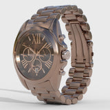Michael Kors Bradshaw Chronograph Brown Dial Brown Steel Strap Watch For Women - MK6247