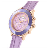 Swarovski Octea Lux Chrono Purple Dial Purple Leather Strap Watch for Women - 56322638