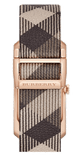 Burberry The Pioneer Rose Gold Dial Haymarket Brown Leather Strap Watch for Women - BU9408