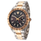 Versace Hellenyium GMT Black Dial Two Tone Steel Strap Watch for Men - V11040015