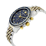 Emporio Armani Tazio Chronograph Blue Dial Two Tone Stainless Steel Watch For Men - AR6088