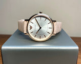 Emporio Armani Classic White Dial Beige Leather Strap Watch For Women - AR11008